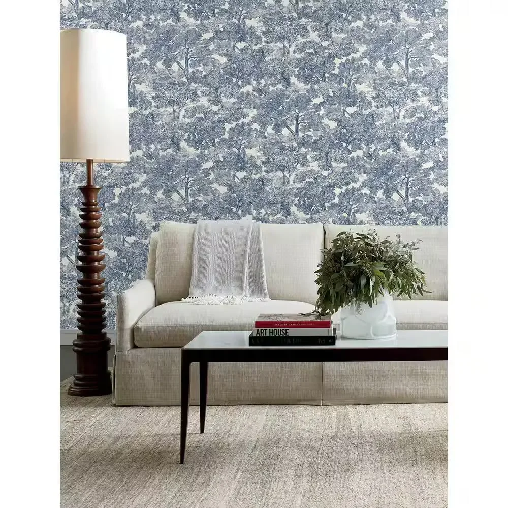 Chesapeake Wallpaper Blue White Spinney Toile Floral Roll YK72559 Prepasted 56